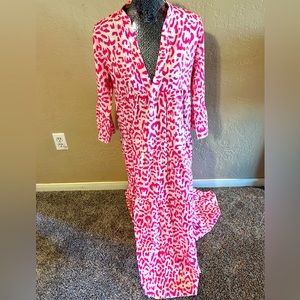 Pink and white leopard dress